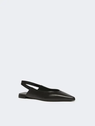 Nappa leather flat slingbacks, black