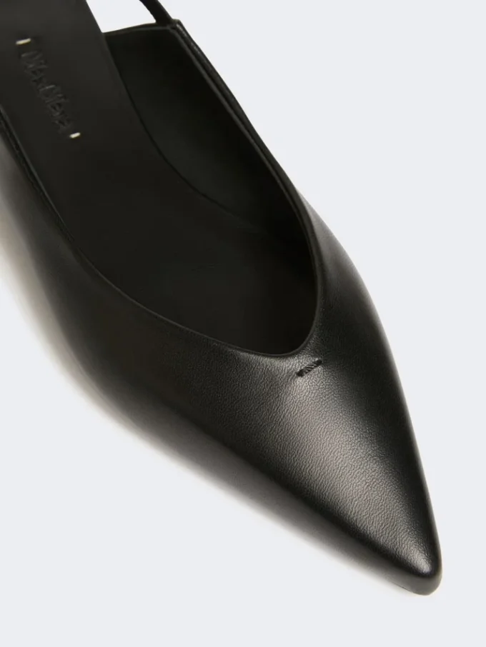 Nappa leather flat slingbacks, black