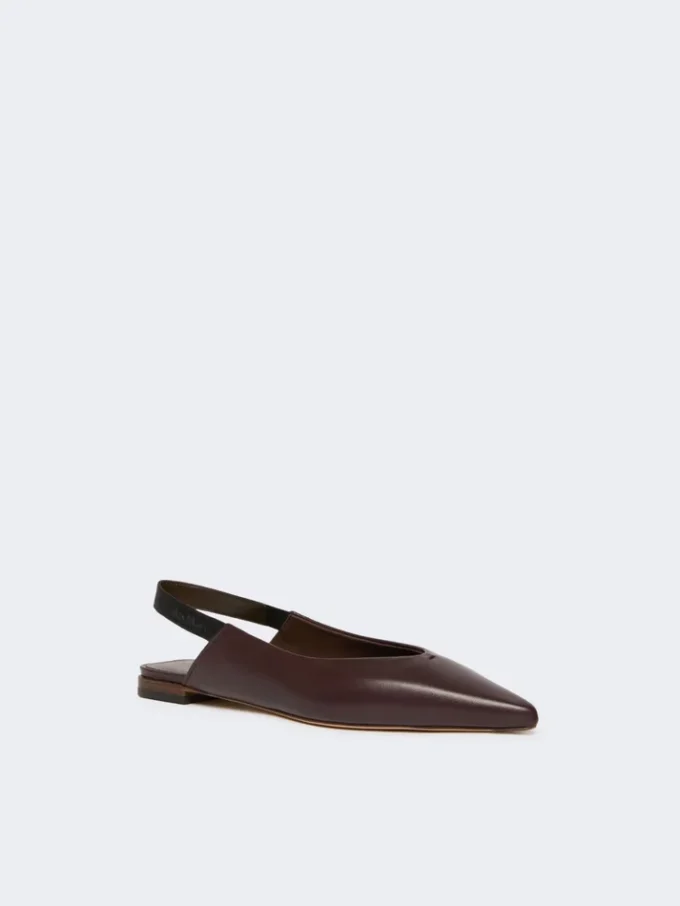 Nappa leather flat slingbacks, bordeaux