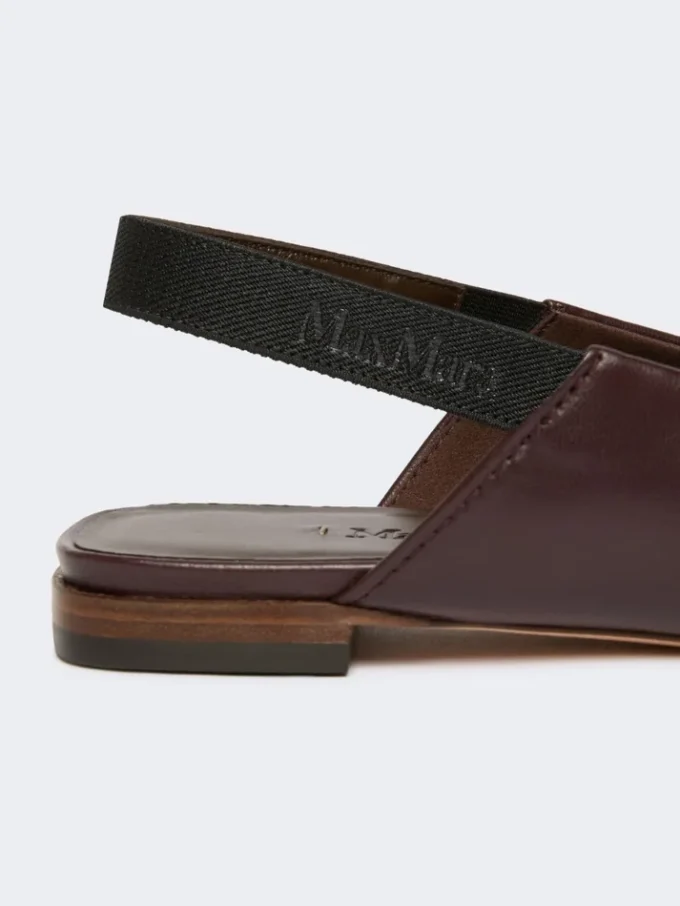 Nappa leather flat slingbacks, bordeaux