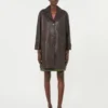 Nappa leather overcoat, brown