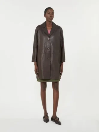Nappa leather overcoat, brown