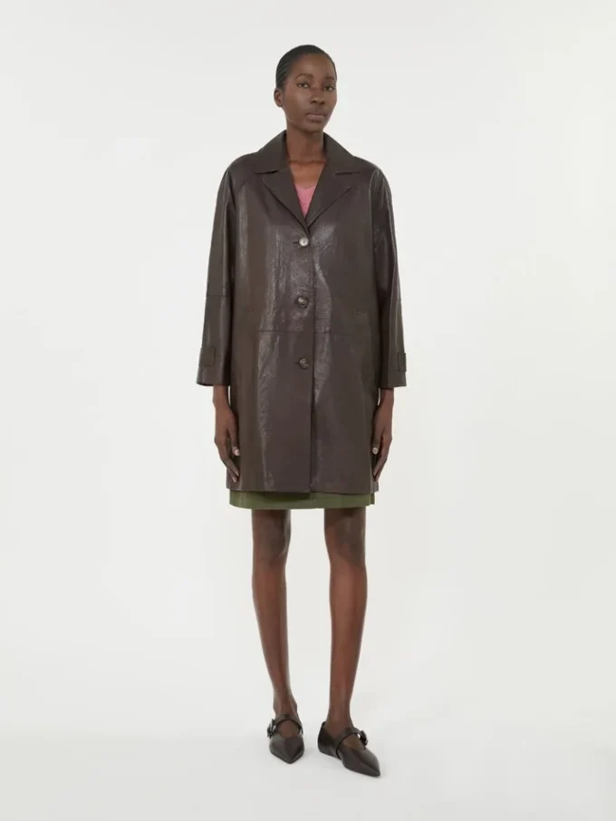Nappa leather overcoat, brown