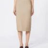 Nappa leather pencil skirt, sand