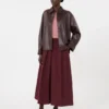 Nappa leather shirt jacket, bordeaux