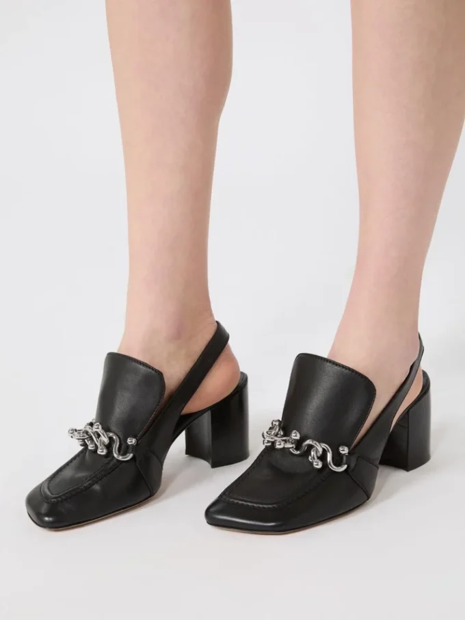 Nappa leather slingbacks, black