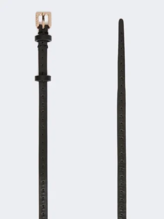 Natural leather belt, black