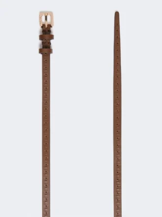 Natural leather belt, brown