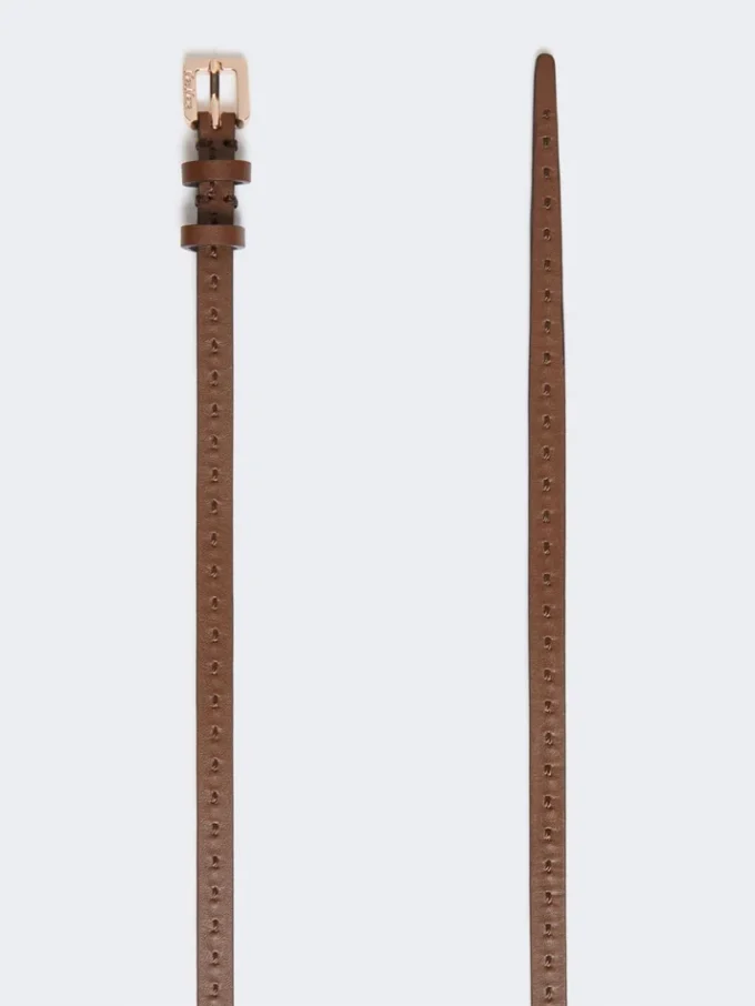 Natural leather belt, brown