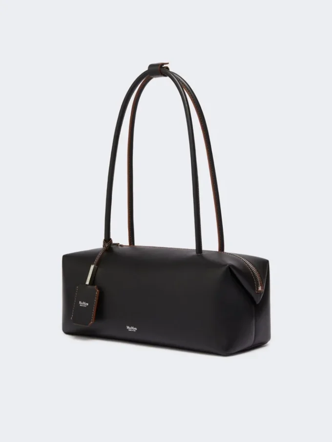 Natural leather bowler bag, black Natural leather bowler bag, black