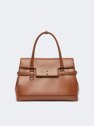 Natural leather handbag, amber brown Natural leather handbag, amber brown