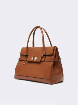 Natural leather handbag, amber brown Natural leather handbag, amber brown