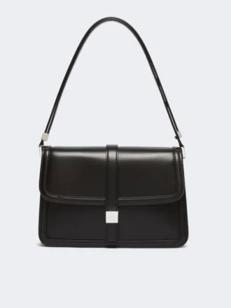 Natural leather handbag, black