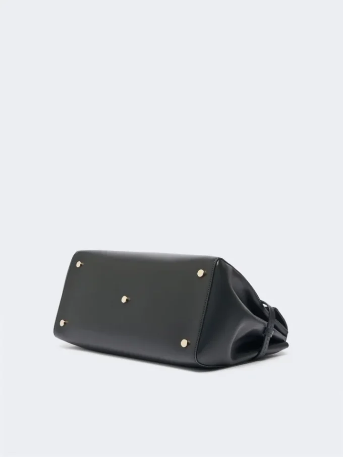 Natural leather handbag, black