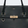 Natural leather handbag, black