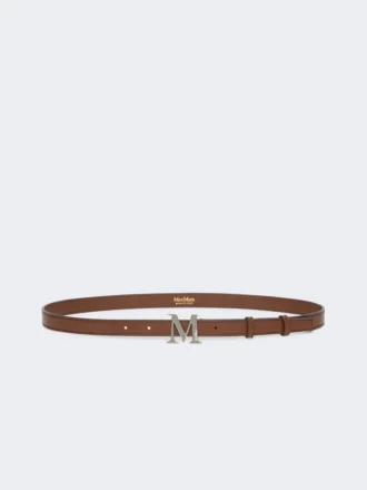 Natural leather monogram belt, brown Natural leather monogram belt, brown