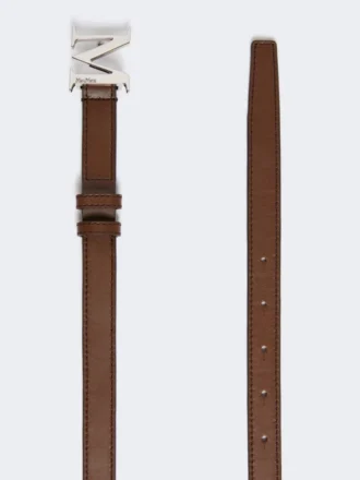 Natural leather monogram belt, brown Natural leather monogram belt, brown