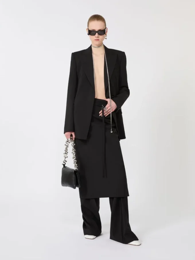Natural stretch pure wool tailored blazer, black Natural stretch pure wool tailored blazer, black