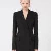 Natural stretch pure wool tailored blazer, black Natural stretch pure wool tailored blazer, black