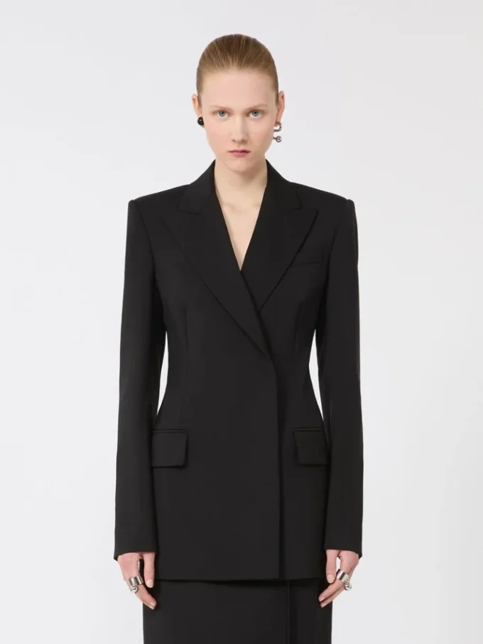 Natural stretch pure wool tailored blazer, black Natural stretch pure wool tailored blazer, black