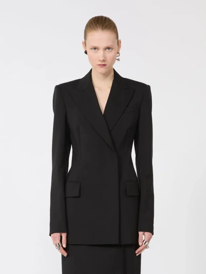 Natural stretch pure wool tailored blazer, black Natural stretch pure wool tailored blazer, black