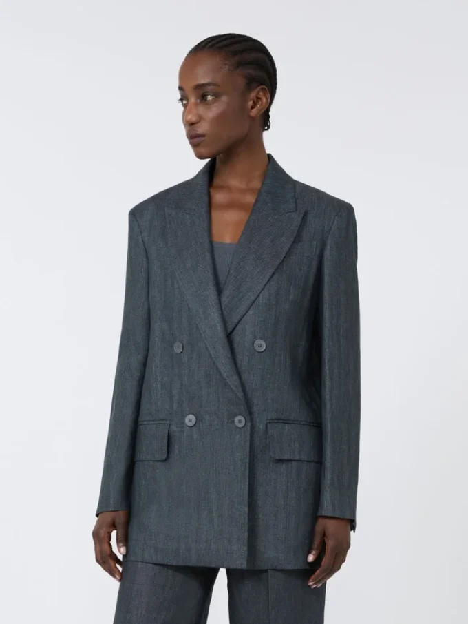 Olimpia jacket in chevron linen, medium grey Olimpia jacket in chevron linen, medium grey