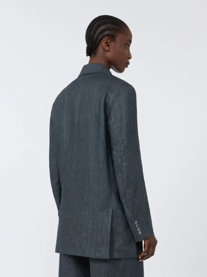 Olimpia jacket in chevron linen, medium grey Olimpia jacket in chevron linen, medium grey