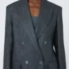 Olimpia jacket in chevron linen, medium grey Olimpia jacket in chevron linen, medium grey
