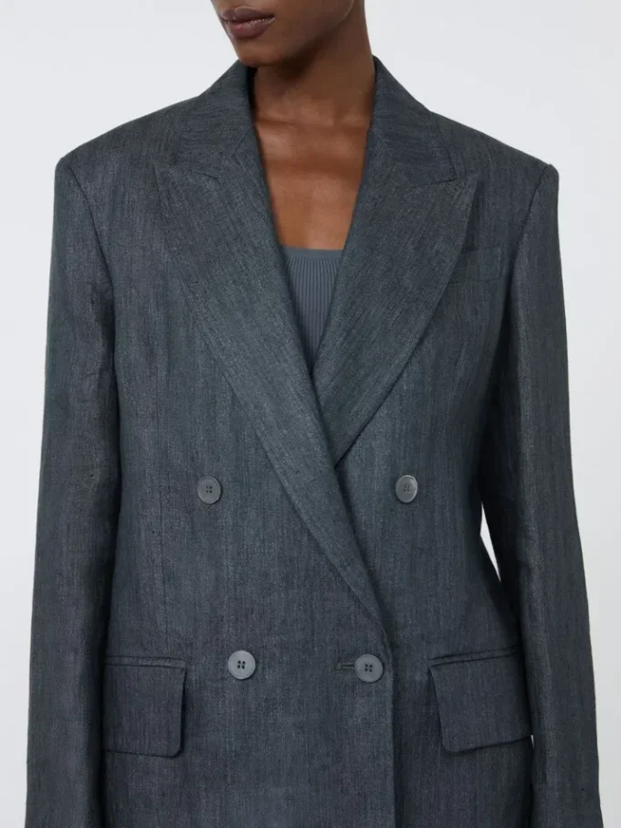 Olimpia jacket in chevron linen, medium grey Olimpia jacket in chevron linen, medium grey
