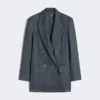 Olimpia jacket in chevron linen, medium grey Olimpia jacket in chevron linen, medium grey