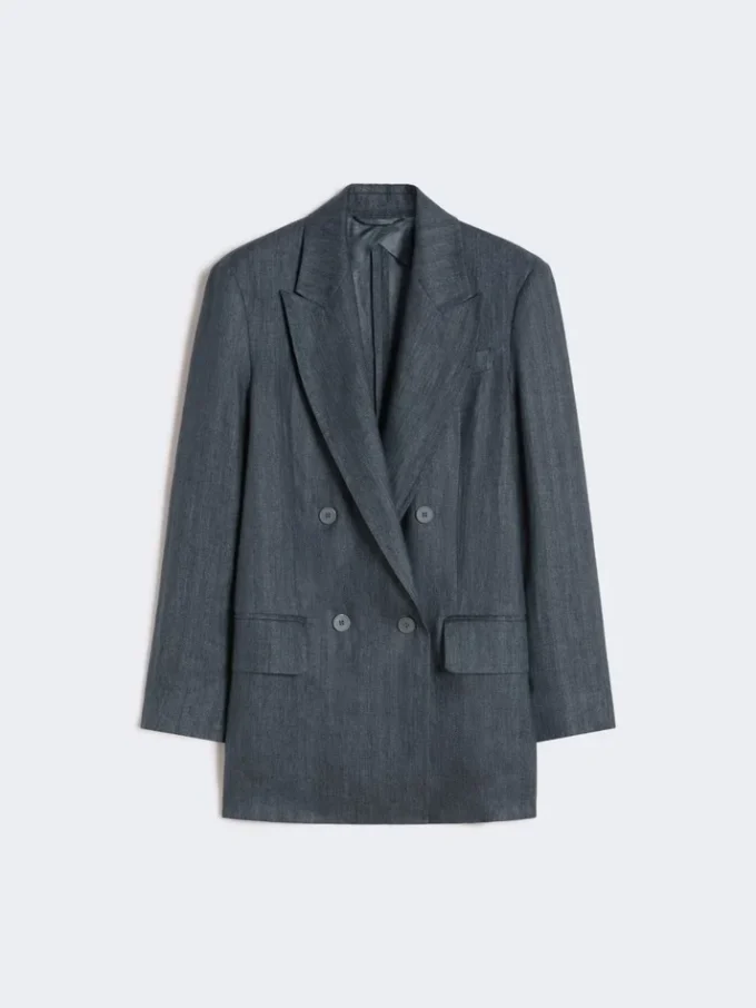 Olimpia jacket in chevron linen, medium grey Olimpia jacket in chevron linen, medium grey