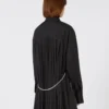 Overshirt with plissa-pleated detail, black