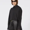 Overshirt with plissa-pleated detail, black
