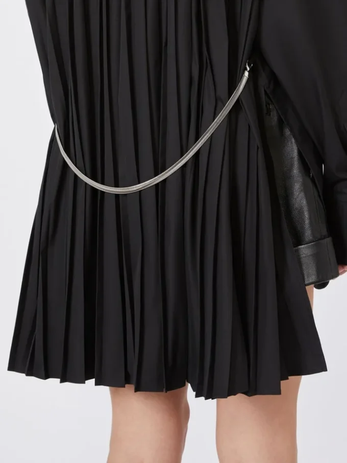 Overshirt with plissa-pleated detail, black