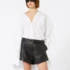 Overshirt with plissa-pleated detail, optical white