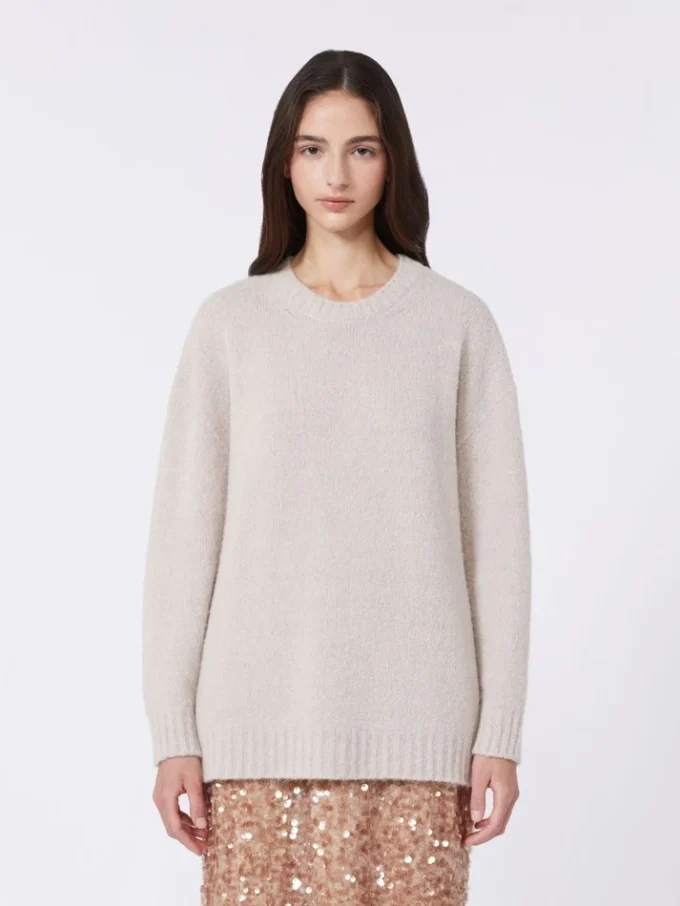 Oversized alpaca and cotton sweater, sand Oversized alpaca and cotton sweater, sand