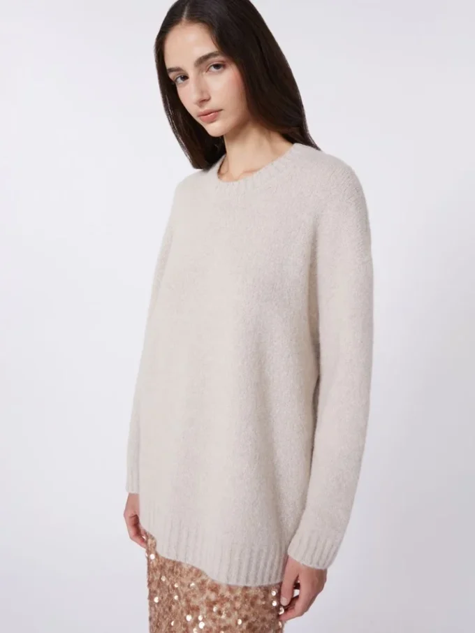 Oversized alpaca and cotton sweater, sand Oversized alpaca and cotton sweater, sand