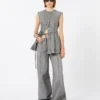 Oversized black denim trousers, black
