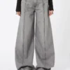 Oversized black denim trousers, black