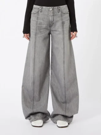 Oversized black denim trousers, black