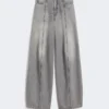 Oversized black denim trousers, black