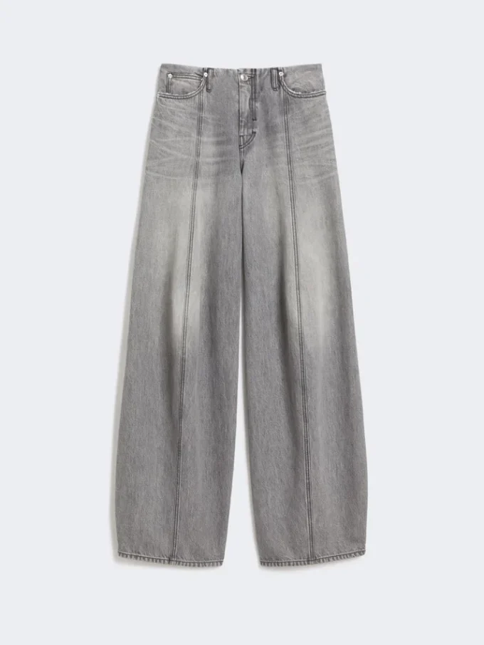 Oversized black denim trousers, black