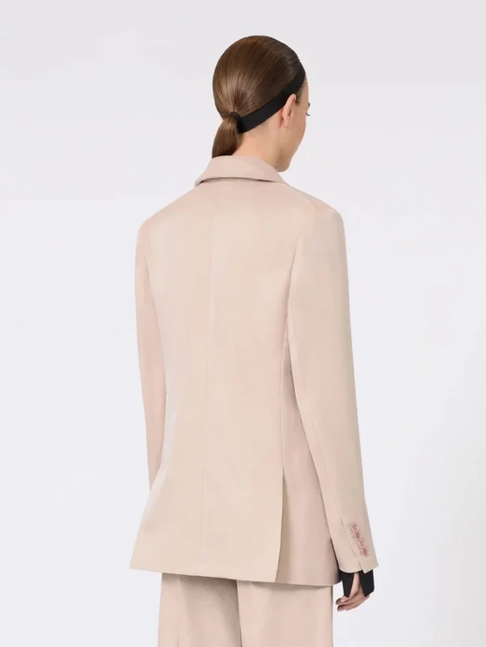 Oversized blazer in organza and linen canvas, camel Oversized blazer in organza and linen canvas, camel