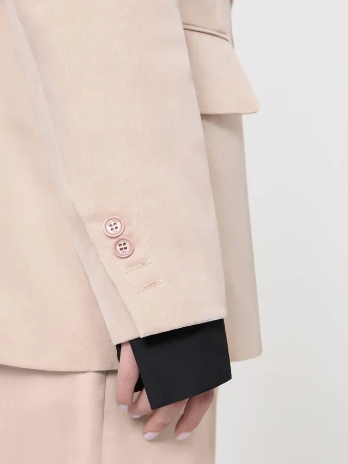 Oversized blazer in organza and linen canvas, camel Oversized blazer in organza and linen canvas, camel