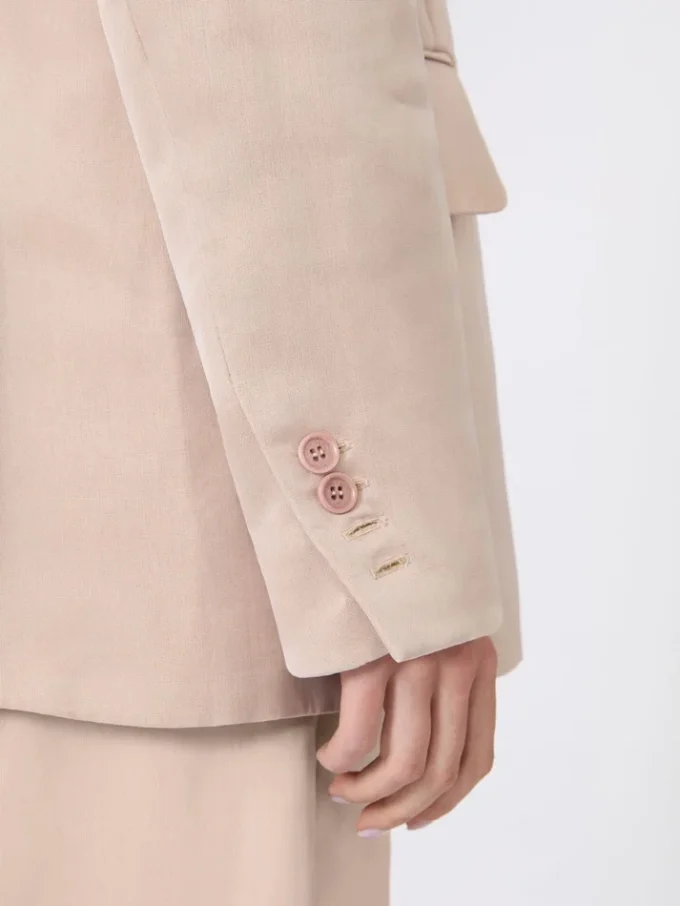 Oversized blazer in organza and linen canvas, camel Oversized blazer in organza and linen canvas, camel