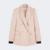 Oversized blazer in organza and linen canvas, camel Oversized blazer in organza and linen canvas, camel