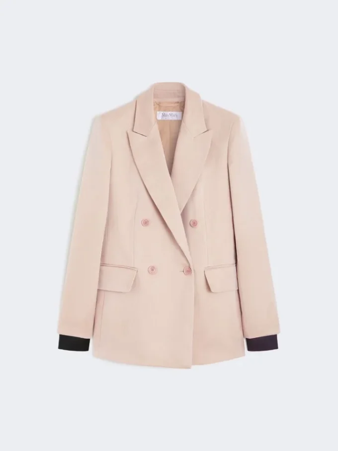 Oversized blazer in organza and linen canvas, camel Oversized blazer in organza and linen canvas, camel