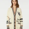Oversized cotton-blend cardigan, black