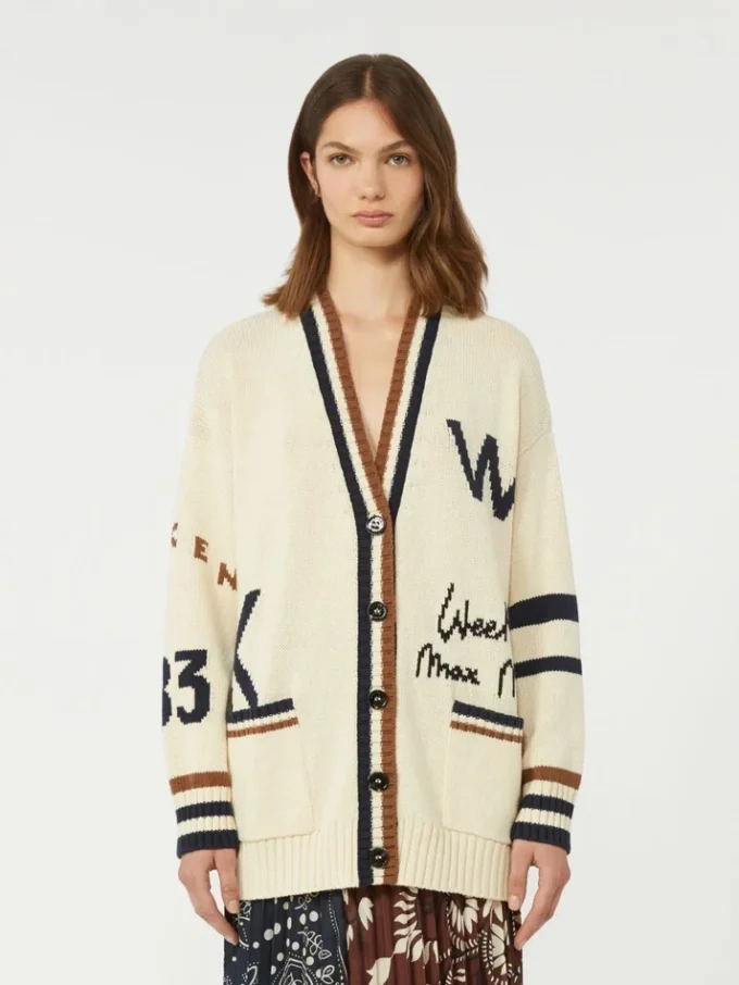 Oversized cotton-blend cardigan, black