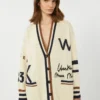 Oversized cotton-blend cardigan, black